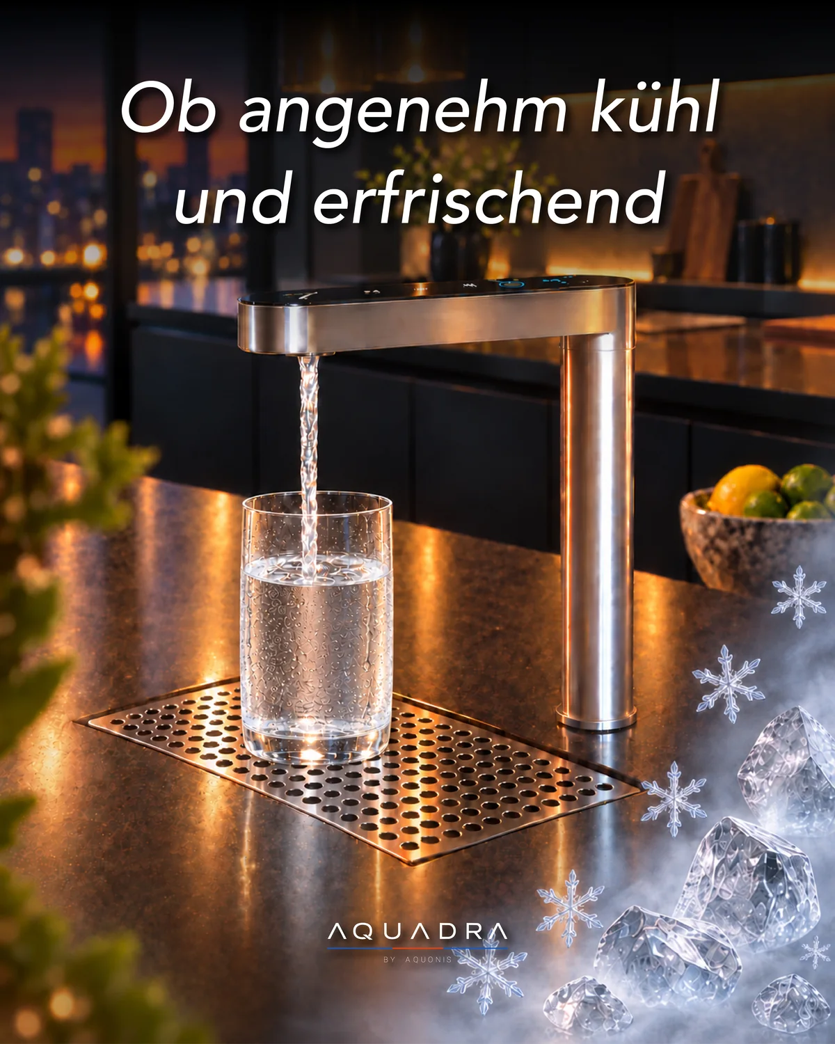 Gekühltes Wasser, angenehm kühl und erfrischend