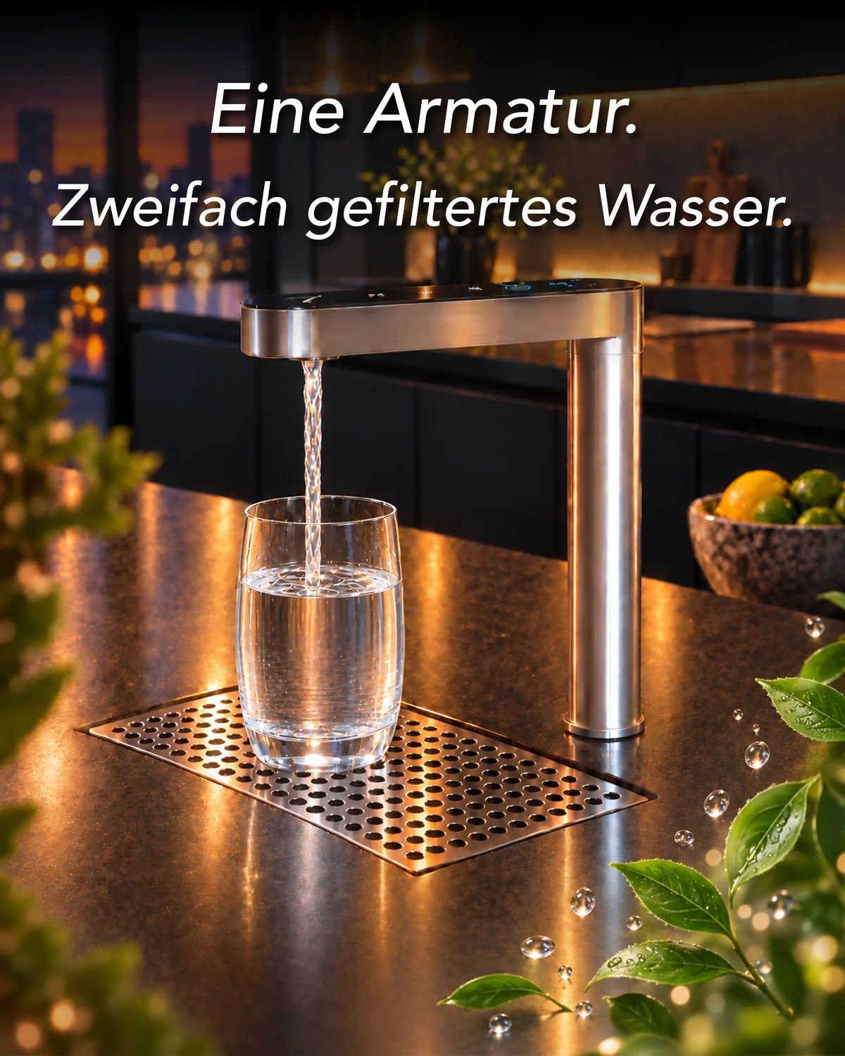 Eine Armatur, zweifach gefiltertes Wasser
